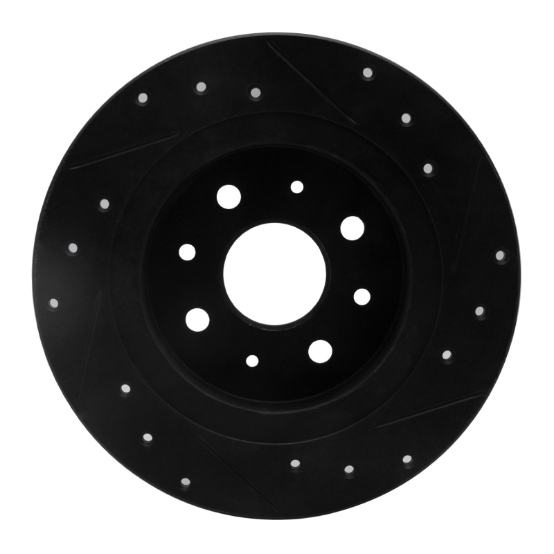 Kia Sephia Brake Rotor (1) - Rear Left - R1 Concepts - Drilled & Slotted - Black - `98-`03